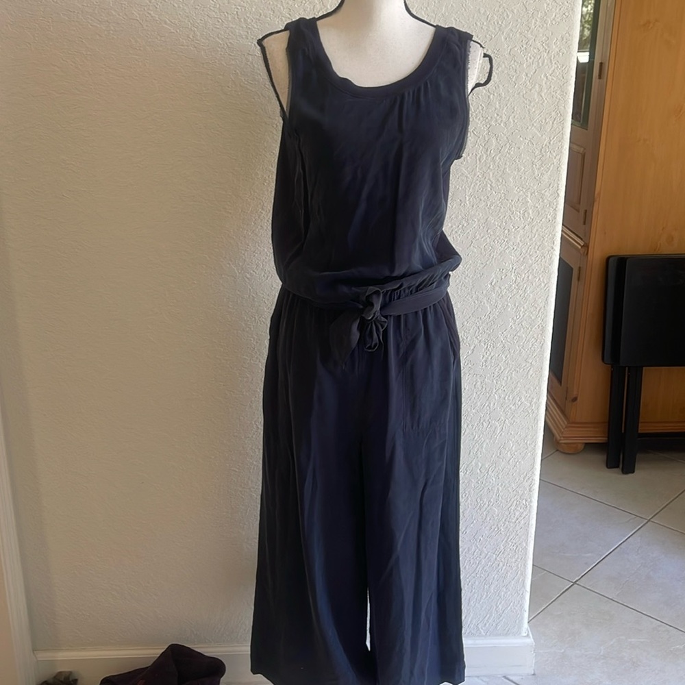 Splendid collection silk blue jumpsuit size medium wide leg